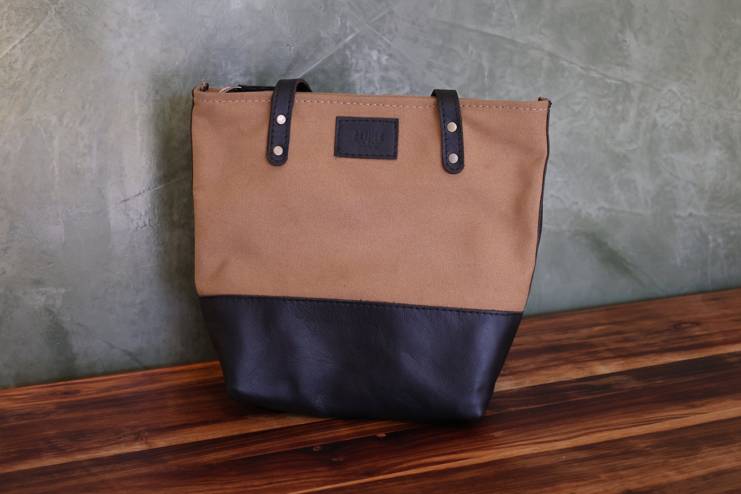 Canvas & Leather combo tote mini handbag