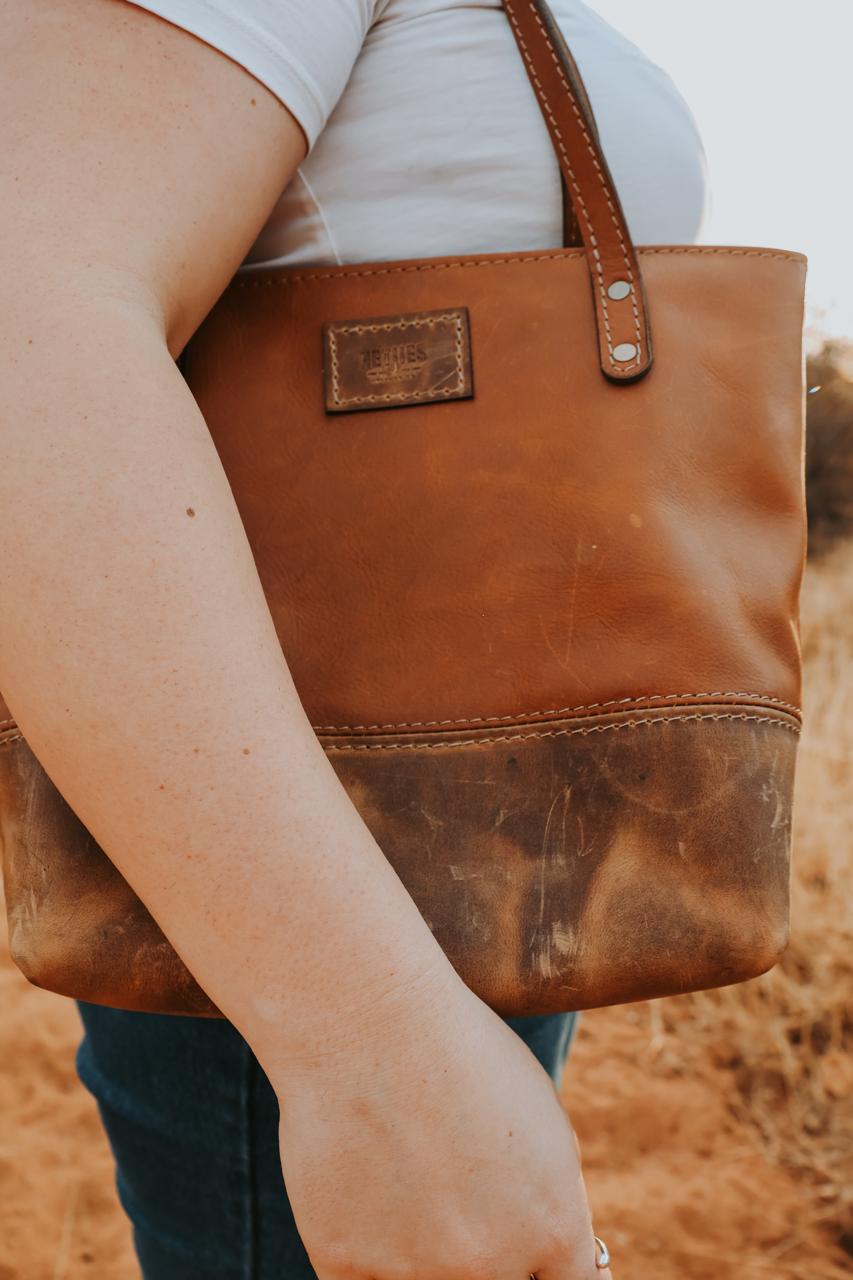 Mini tote leather handbag