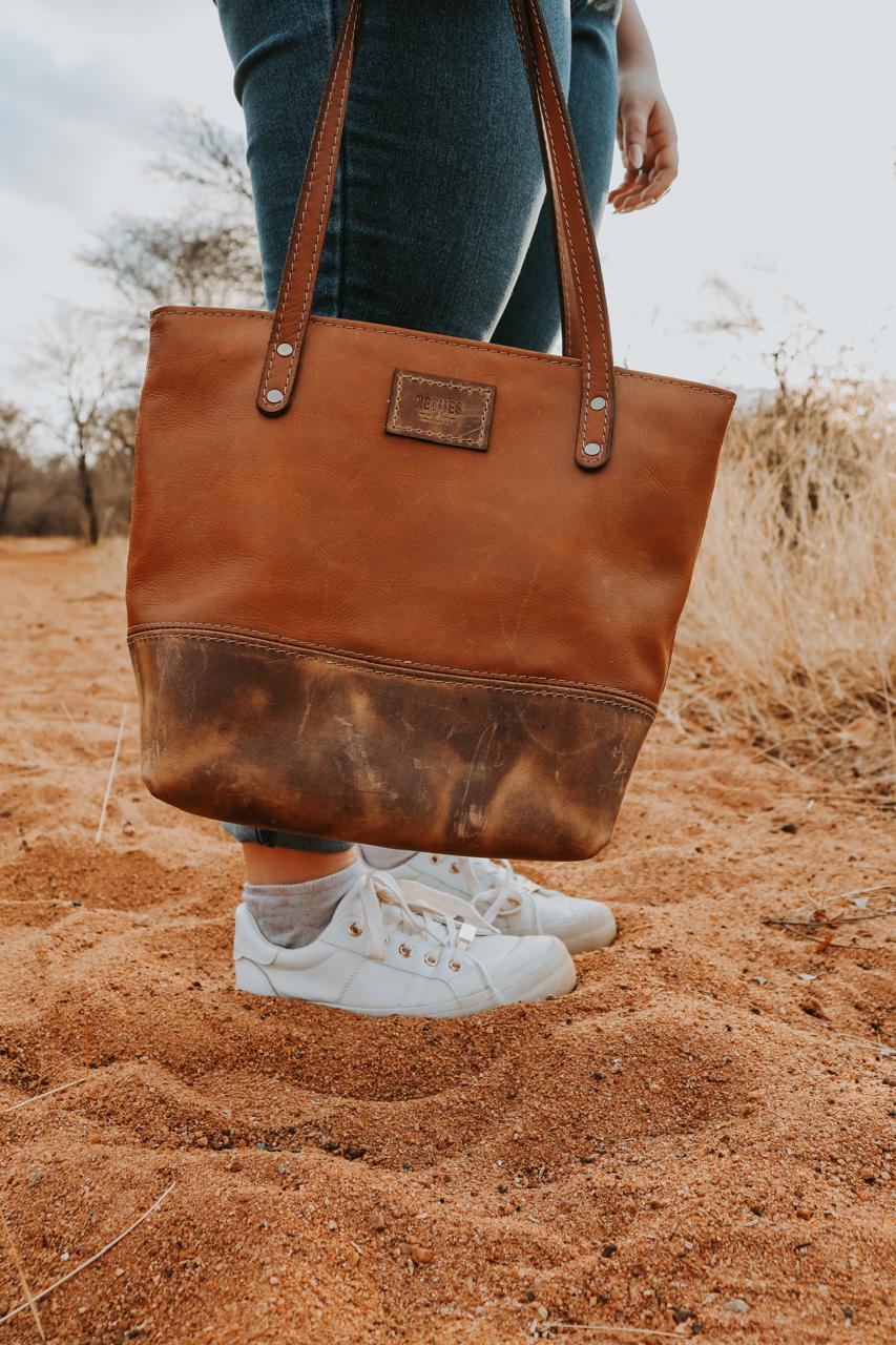 Mini tote leather handbag